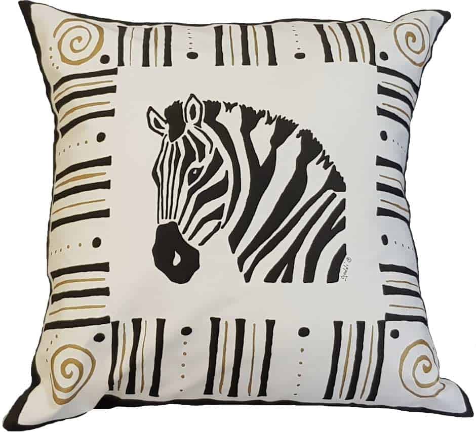 Gz1 Zebra Cushion Cover White African Grace